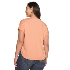 Plus Size Sonoma Goods For Life® Dolman Short Sleeve Button Front Top -StyleUp Sales Store 5204508 ALT