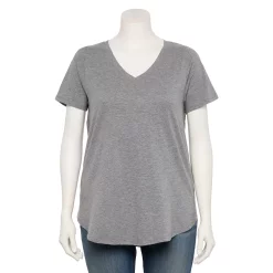 Plus Size Sonoma Goods For Life® V-Neck Tunic Tee -StyleUp Sales Store 5209140 Gray