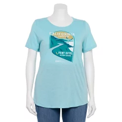 Plus Size Sonoma Goods For Life® National Parks Graphic Tee -StyleUp Sales Store 5212613 Big Sur Light Blue