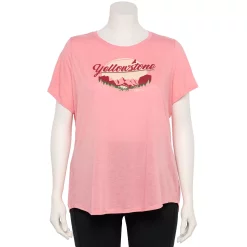 Plus Size Sonoma Goods For Life® National Parks Graphic Tee -StyleUp Sales Store 5212613 Yellowstone Light Pink