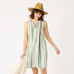 Women's Sonoma Goods For Life® Pintuck Linen-Blend Dress -StyleUp Sales Store 5215954 ALT2