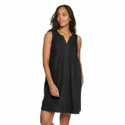 Women's Sonoma Goods For Life® Pintuck Linen-Blend Dress -StyleUp Sales Store 5215954 Black