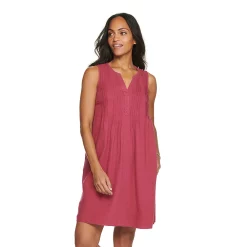 Women's Sonoma Goods For Life® Pintuck Linen-Blend Dress -StyleUp Sales Store 5215954 Mauve