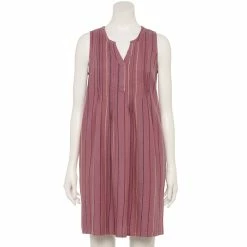 Women's Sonoma Goods For Life® Pintuck Linen-Blend Dress -StyleUp Sales Store 5215954 Purple Stripe