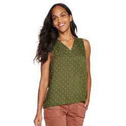 Petite Sonoma Goods For Life® Sleeveless V-Neck Top -StyleUp Sales Store 5222594 Olive Geo