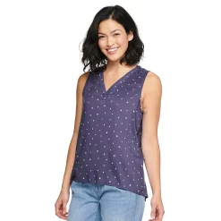 Petite Sonoma Goods For Life® Sleeveless V-Neck Top -StyleUp Sales Store 5222594 Purple Floral