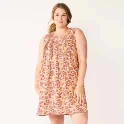 Plus Size Sonoma Goods For Life® Pintuck Linen-Blend Dress 15 Plus Size Sonoma Goods For Life® Pintuck Linen-Blend Dress -StyleUp Sales Store 5223428 Peach Floral