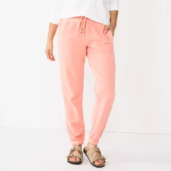 Women's Sonoma Goods For Life® Cinched Knit Jogger Pants -StyleUp Sales Store 5225497 Coral
