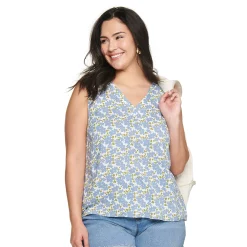 Plus Size Sonoma Goods For Life® V-Neck Tank -StyleUp Sales Store 5226888 Blue Maggie Floral