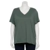 Plus Size Sonoma Goods For Life® Everyday V-Neck Tee -StyleUp Sales Store 5232140 Dark Gray Green