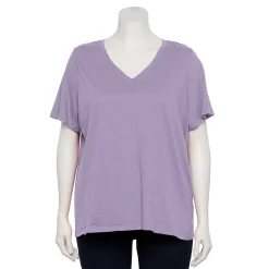 Plus Size Sonoma Goods For Life® Everyday V-Neck Tee -StyleUp Sales Store 5232140 Leland Purple