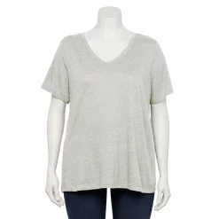 Plus Size Sonoma Goods For Life® Everyday V-Neck Tee -StyleUp Sales Store 5232145 Gray