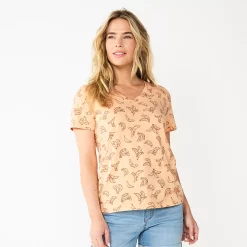 Petite Sonoma Goods For Life® Everyday Short Sleeve V-Neck Tee -StyleUp Sales Store 5234230 Bananas