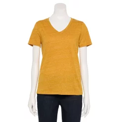 Petite Sonoma Goods For Life® Everyday Short Sleeve V-Neck Tee -StyleUp Sales Store 5234230 Gold