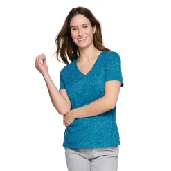 Petite Sonoma Goods For Life® Everyday Short Sleeve V-Neck Tee -StyleUp Sales Store 5234230 Teal Texture