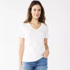 Petite Sonoma Goods For Life® Everyday Short Sleeve V-Neck Tee -StyleUp Sales Store 5234230 White