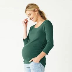 Maternity Sonoma Goods For Life® Essential Scoopneck Tee -StyleUp Sales Store 5236820 Valiant Green