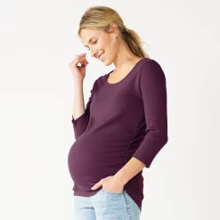 Maternity Sonoma Goods For Life® Essential Scoopneck Tee -StyleUp Sales Store 5236820 Vibrant Berry