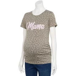 Maternity Sonoma Goods For Life® Fitted Crewneck Graphic Tee -StyleUp Sales Store 5237042 Cheetah Mama