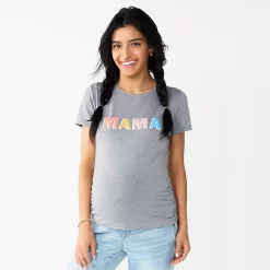 Maternity Sonoma Goods For Life® Fitted Crewneck Graphic Tee -StyleUp Sales Store 5237042 Mama Multi Color