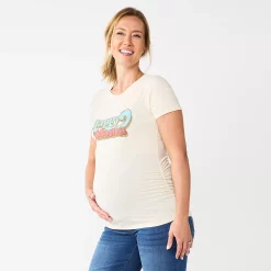 Maternity Sonoma Goods For Life® Fitted Crewneck Graphic Tee -StyleUp Sales Store 5237042 Vintage Happy Mama