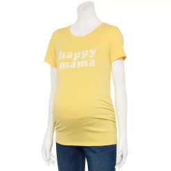 Maternity Sonoma Goods For Life® Fitted Crewneck Graphic Tee -StyleUp Sales Store 5237042 Yellow Happy Mama