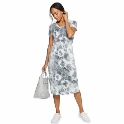 Petite Sonoma Goods For Life® Knit T-Shirt Midi Dress -StyleUp Sales Store 5237287 Gray Dye