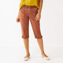 Women's Sonoma Goods For Life® Comfort Waist Pull-On Capri Pants -StyleUp Sales Store 5237938 Cinnamon
