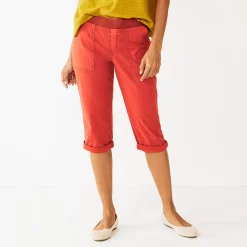 Women's Sonoma Goods For Life® Comfort Waist Pull-On Capri Pants -StyleUp Sales Store 5237938 Coral