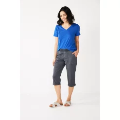 Women's Sonoma Goods For Life® Comfort Waist Pull-On Capri Pants -StyleUp Sales Store 5237938 Dark Gray