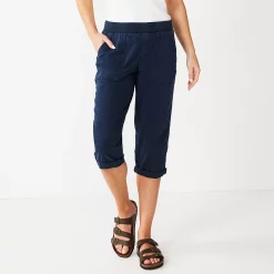 Women's Sonoma Goods For Life® Comfort Waist Pull-On Capri Pants -StyleUp Sales Store 5237938 Navy