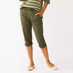 Women's Sonoma Goods For Life® Comfort Waist Pull-On Capri Pants -StyleUp Sales Store 5237938 Olive