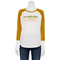 Women's Sonoma Goods For Life® Three Quarter Sleeve Baseball Graphic Tee 23 Women's Sonoma Goods For Life® Three Quarter Sleeve Baseball Graphic Tee -StyleUp Sales Store 5242169 Ivory Positivity