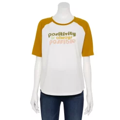 Women's Sonoma Goods For Life® Elbow Sleeve Baseball Graphic Tee -StyleUp Sales Store 5242399 Ivory Positivity