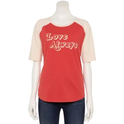 Women's Sonoma Goods For Life® Elbow Sleeve Baseball Graphic Tee -StyleUp Sales Store 5242399 Love Always Red