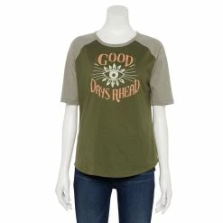 Women's Sonoma Goods For Life® Elbow Sleeve Baseball Graphic Tee -StyleUp Sales Store 5242399 Olive Good Days