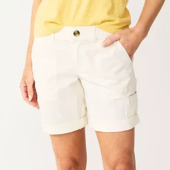 Women's Sonoma Goods For Life® Comfort Waist Utility Bermuda Shorts -StyleUp Sales Store 5243469 Polar Beige