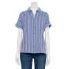 Petite Sonoma Goods For Life® Short Sleeve Button Down Shirt -StyleUp Sales Store 5243772 Blue Stripe