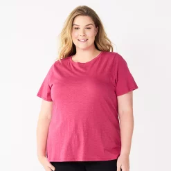 Plus Size Sonoma Goods For Life® Everyday Crewneck Tee -StyleUp Sales Store 5259072 Berry Blossom