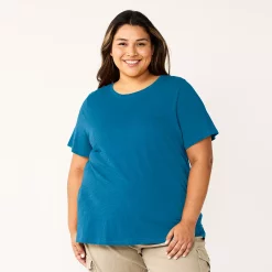 Plus Size Sonoma Goods For Life® Everyday Crewneck Tee -StyleUp Sales Store 5259072 Blue Teal