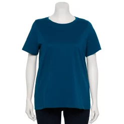 Plus Size Sonoma Goods For Life® Everyday Crewneck Tee -StyleUp Sales Store 5259072 Dark Teal