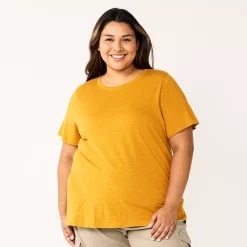 Plus Size Sonoma Goods For Life® Everyday Crewneck Tee -StyleUp Sales Store 5259072 Gold