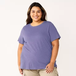 Plus Size Sonoma Goods For Life® Everyday Crewneck Tee -StyleUp Sales Store 5259072 Grape Purple