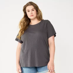 Plus Size Sonoma Goods For Life® Everyday Crewneck Tee -StyleUp Sales Store 5259072 Gray
