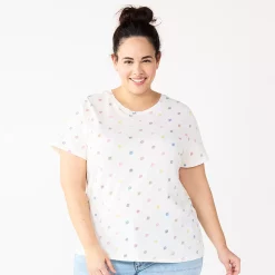 Plus Size Sonoma Goods For Life® Everyday Crewneck Tee -StyleUp Sales Store 5259072 Multi Color Sun