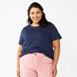 Plus Size Sonoma Goods For Life® Everyday Crewneck Tee -StyleUp Sales Store 5259072 Navy