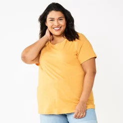 Plus Size Sonoma Goods For Life® Everyday Crewneck Tee -StyleUp Sales Store 5259072 Orange