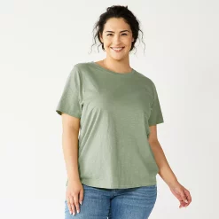 Plus Size Sonoma Goods For Life® Everyday Crewneck Tee -StyleUp Sales Store 5259072 Sage Green
