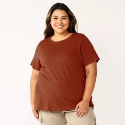 Plus Size Sonoma Goods For Life® Everyday Crewneck Tee -StyleUp Sales Store 5259072 Wine