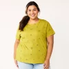 Plus Size Sonoma Goods For Life® Everyday Crewneck Tee 1 Plus Size Sonoma Goods For Life® Everyday Crewneck Tee -StyleUp Sales Store 5259072 Yellow Green Floral
